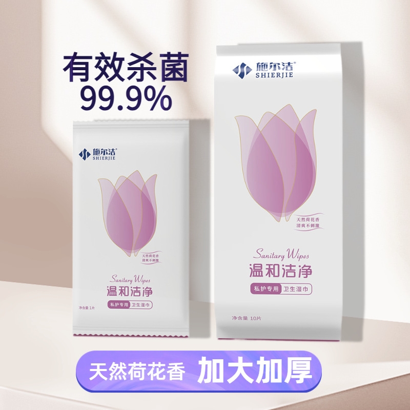 女性私护湿巾小包随身装10片包 经期痔疮抑菌卫生湿纸巾